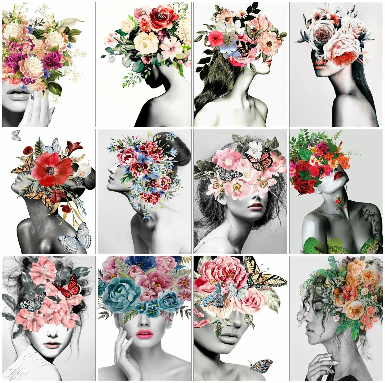 

5D алмазная живопись «сделай сам», женский цветочный портрет, вышивка крестиком, набор ручной вышивки, подарки, домашнее украшение для стен к...