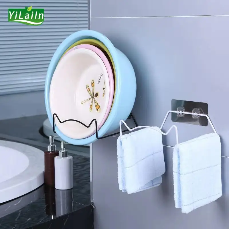 

YiLaiIn Iron Art Washbasin Rack, Bathroom Hanging Rack, Bathroom Wall Hanging Washbasin Storage Rack,Bathroom Storage