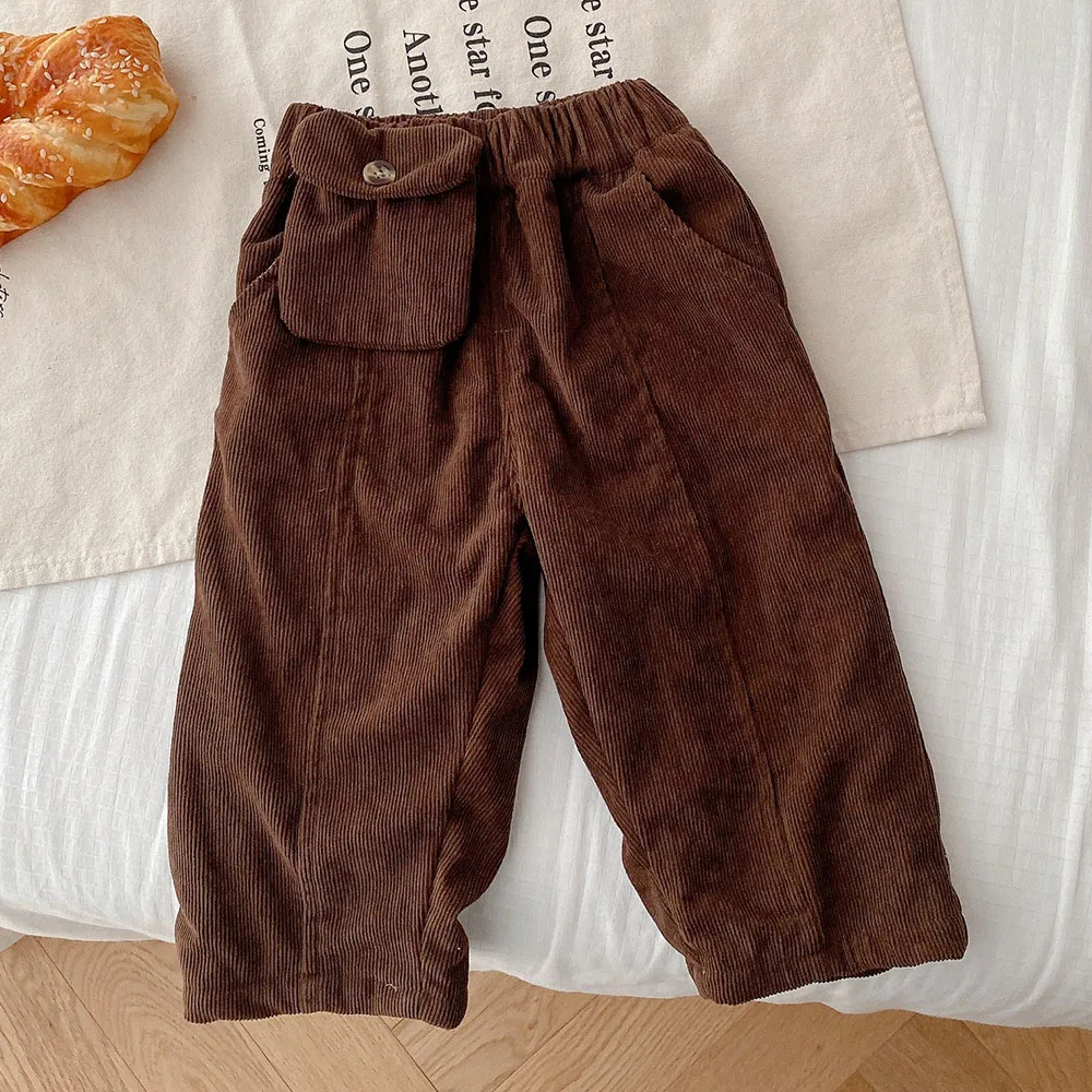 

Брюки для мальчиков, плотная теплая однотонная зимняя детская одежда, вельветовые брюки для маленьких детей