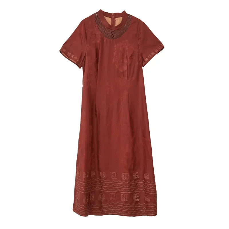 Высококачественное шелковое платье с красным облаком в молодом стиле из