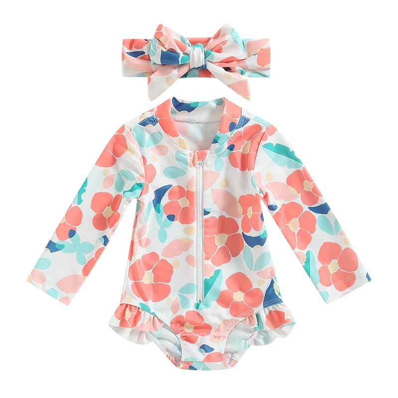 Купальник для маленьких девочек комбинезон детские купальники с длинным рукавом