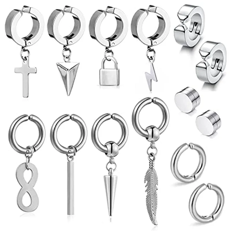 14 шт. мужские серьги-Клипсы из нержавеющей стали | Украшения и аксессуары