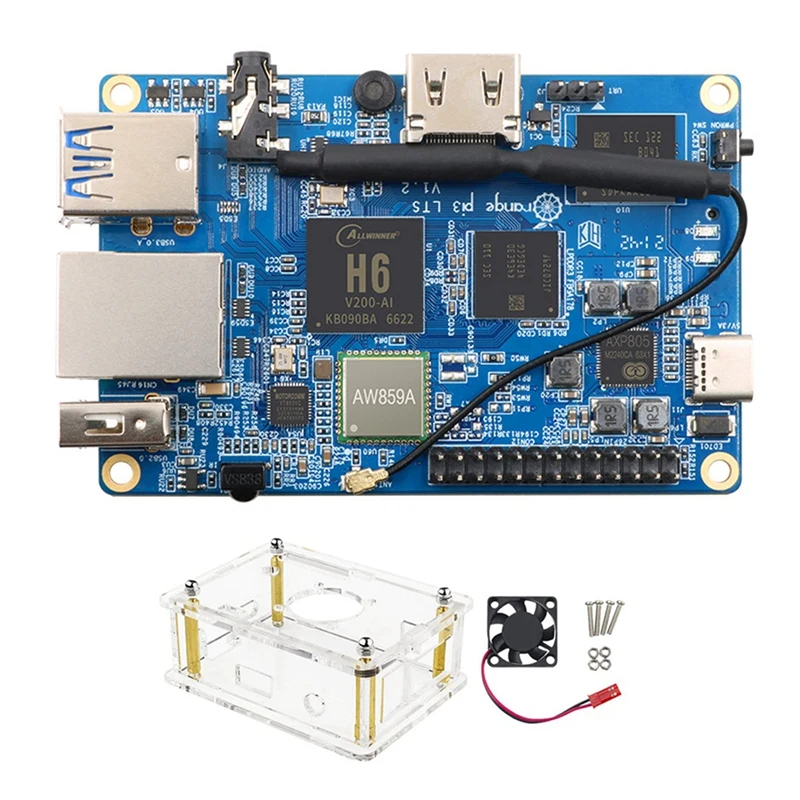 

NEW-For Orange Pi 3 LTS Development Board+Case+Fan H6 2G DDR3 8G EMMC Open Source Board For Android 9.0 Ubuntu Debian OS