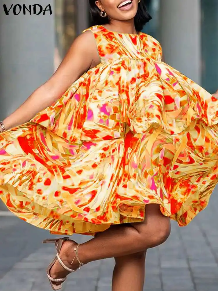 Женское летнее Мини-Платье с рисунком размера плюс 5XL VONDA богемный короткий