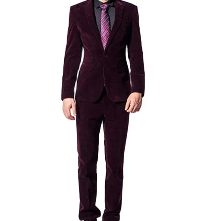 

New Men’s Suit Smolking Noivo Terno Slim Fit Easculino Evening Suits For Men Groom Tuxedos purple velvet Groomsmen Notch Lapel (