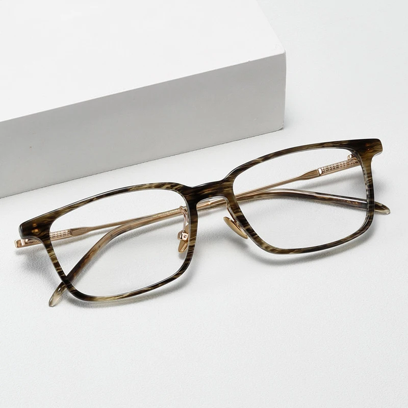 Японские Брендовые мужские квадратные очки с оправой ацетатные титановые ручной