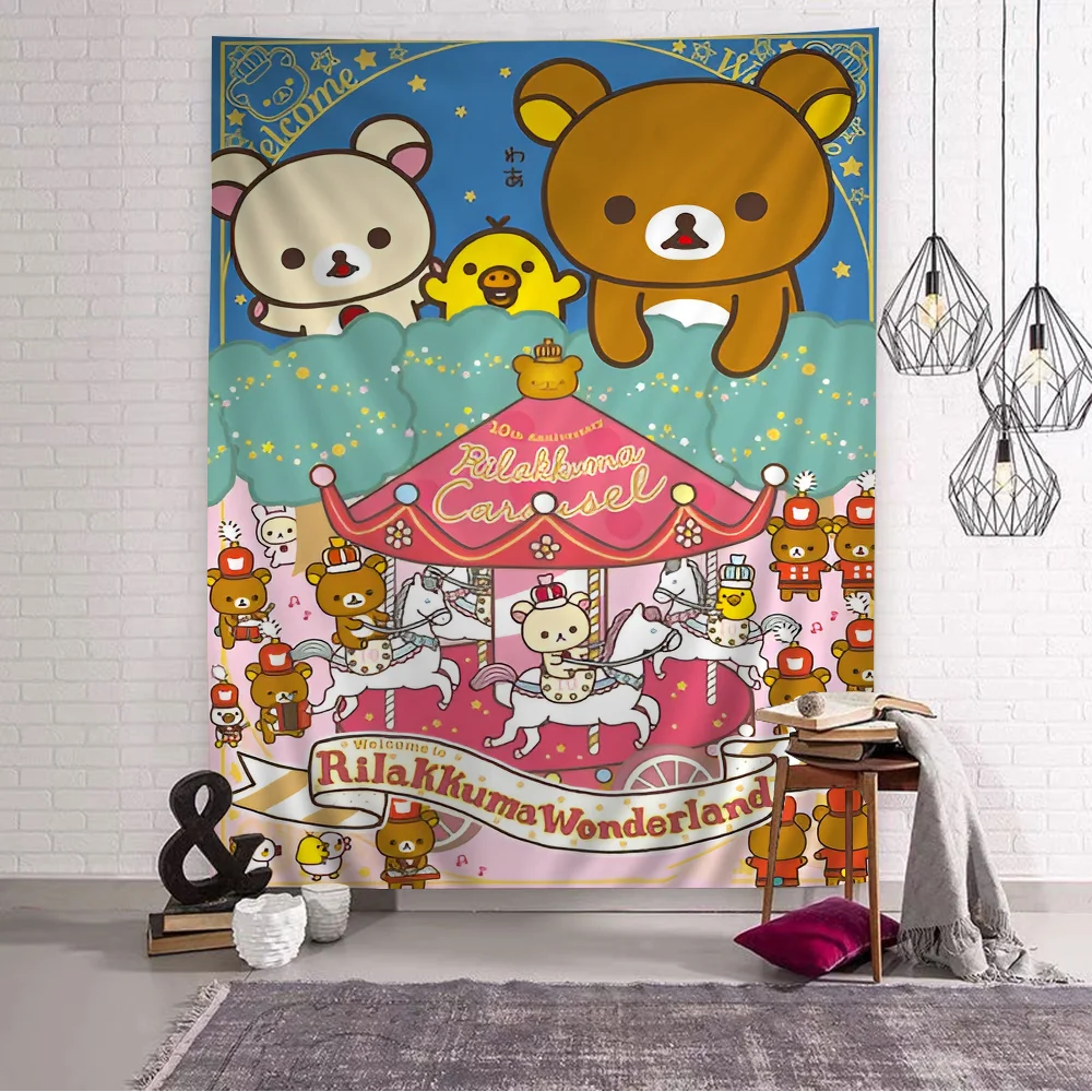 Милый мультфильм R-Rilakkuma классический большой настенный гобелен с принтом аниме