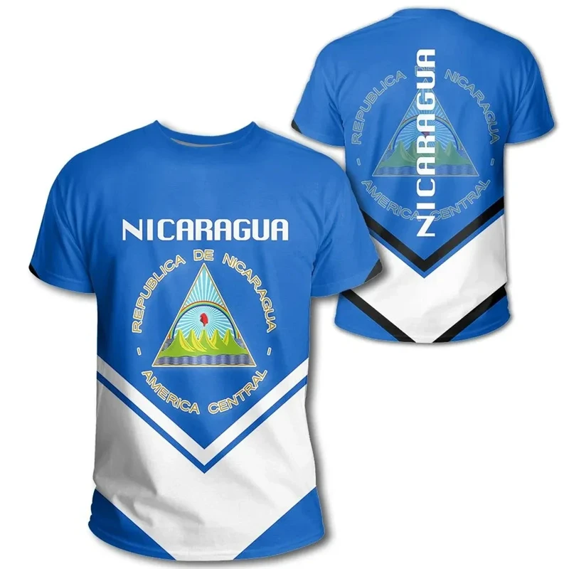The Republic-of Nicaragua Map Flag 3D Printed T Shirt Emblem Graphic T-shirts Men Fashion Short Sleeves Tee Shirts Top