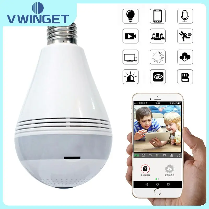 

360 Degree LED Light 1080P/960P Wireless Panoramic Home Security Security WiFi CCTV Fisheye Bulb Lamp IP Camera Two Ways Audio