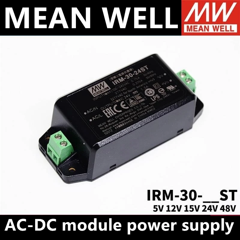 

MEAN WELL IRM-30-5ST IRM-30-12ST IRM-30-15ST IRM-30-24ST IRM-30-48ST Single Output module power supply screw terminal type