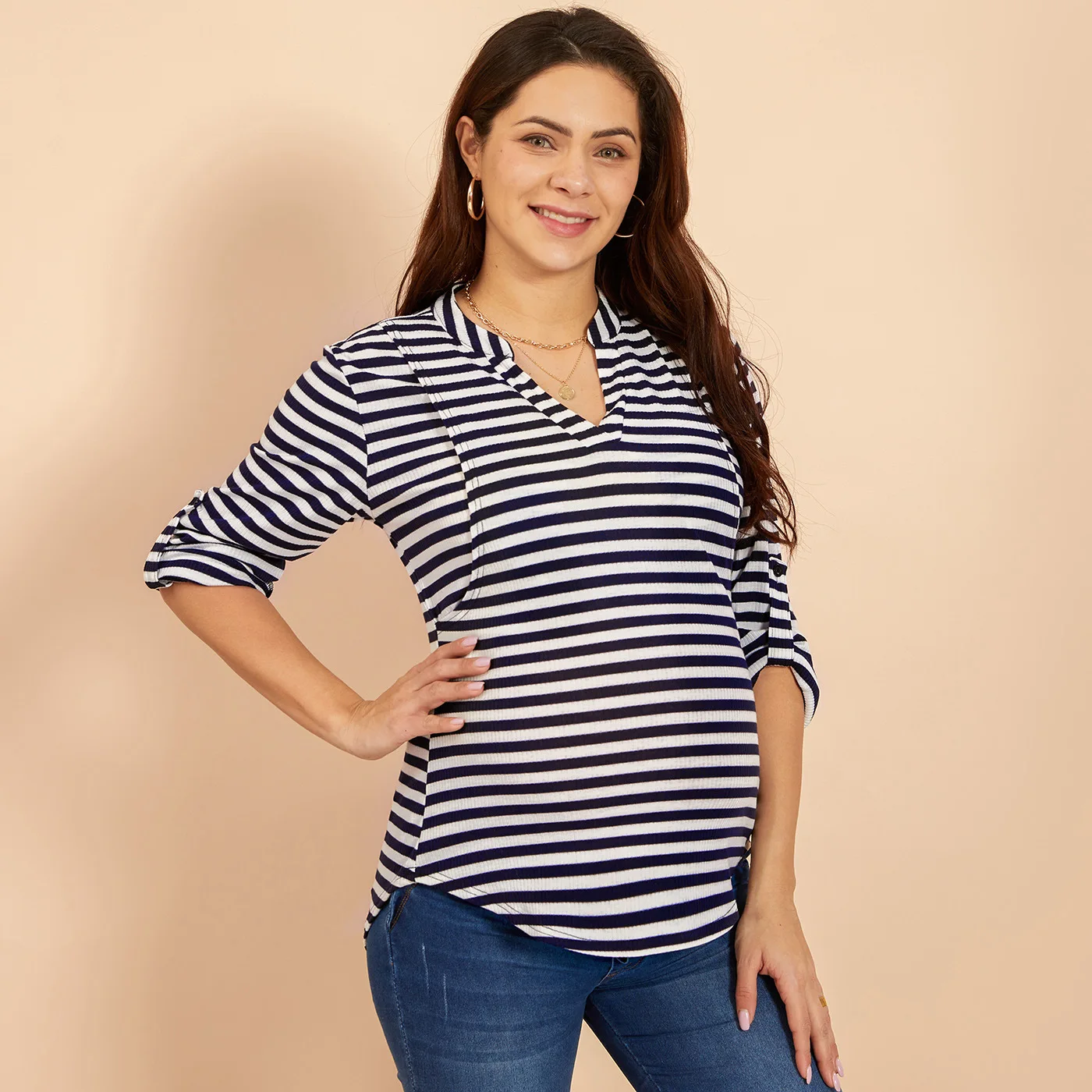 Casual Womens Pregnant Maternity Clothes Nursing Tops Breastfeeding T-Shirt Pregnancy Maternity Breastfeeding Striped