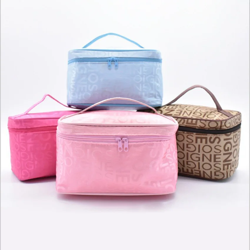 

New European and American cosmetic bag portable square bag large capacity with mirror wash bag cosmetic box makeup organizer