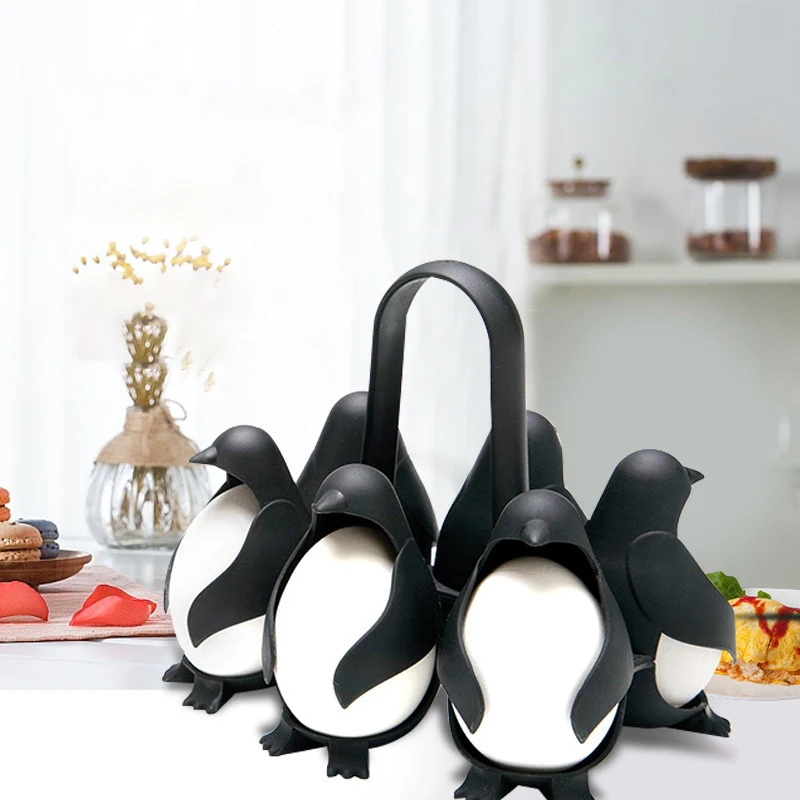 

Penguin Boiled Egg Creator Egg Storage Rack Black New High Temperature Resistant Kitchen Cooking Gadgets Refrigerator Egg Tray