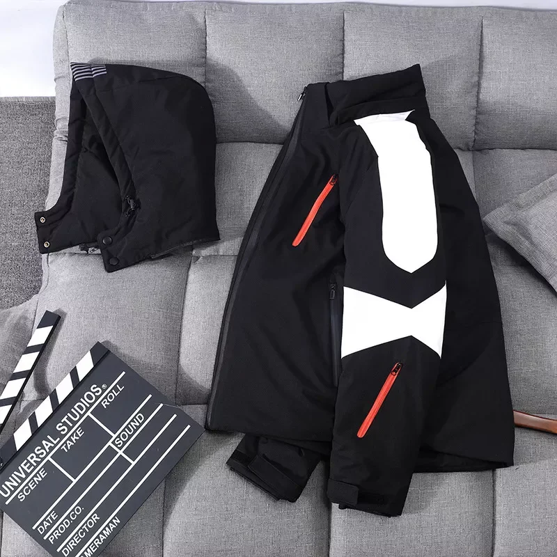 Hooded Down Coats Male Stitching Warm Parkas White Duck Down Clothes Outwear Down Jackets  Men Women Short Youth