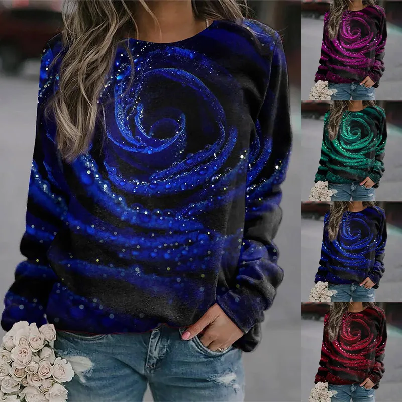 

Женский винтажный свитер с круглым вырезом, элегантный Свободный Топ с длинным рукавом и цветочным принтом, Повседневный пуловер для осени ...