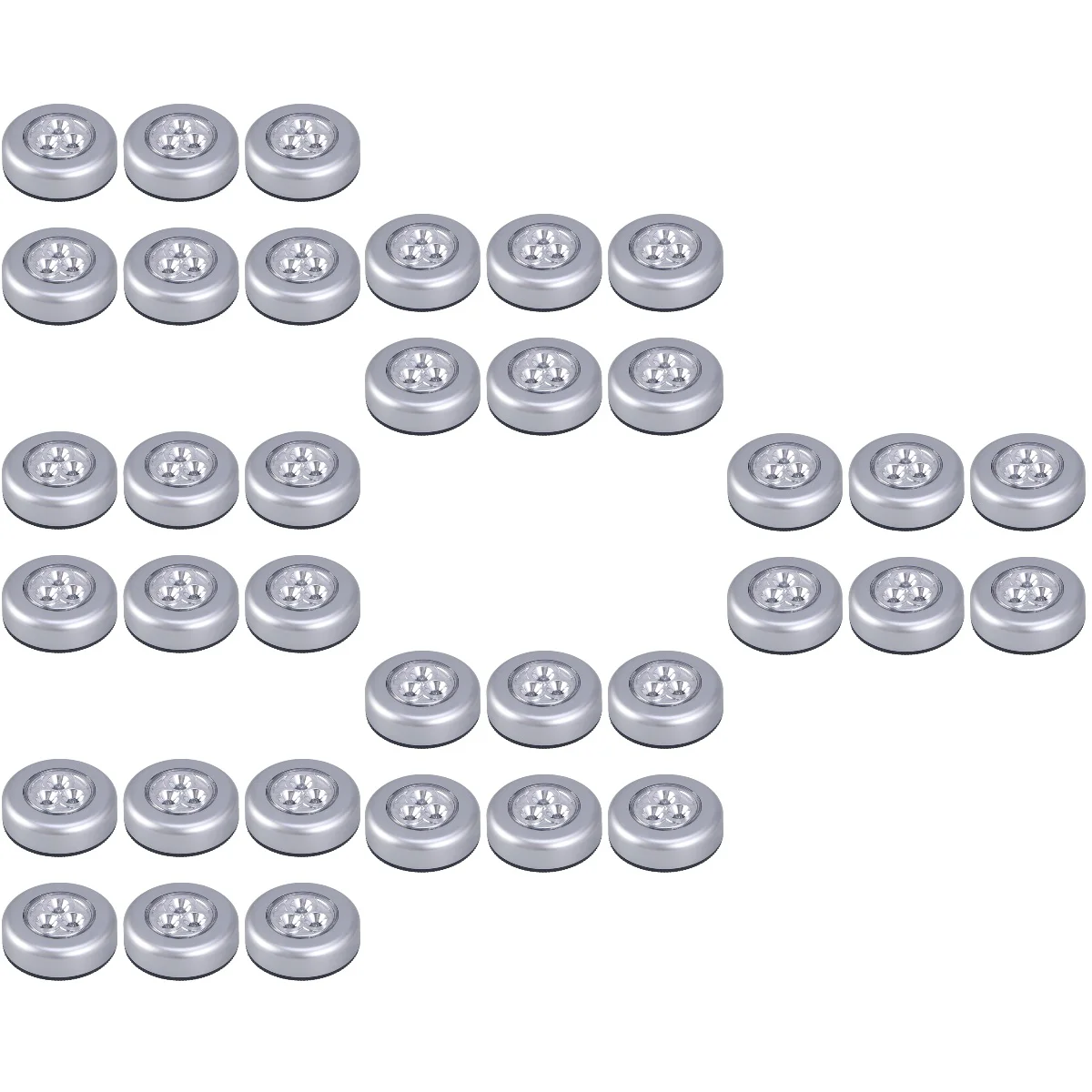 

36 Pcs 3- LED Push Light Lamp- on Wireless Night Light Powered Puck Light Under Cabinet for Closets Counters Utility Room