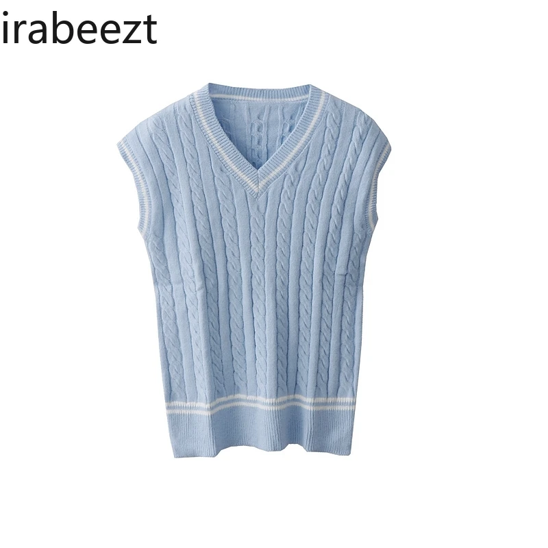 Осенний Новый корейский Ретро преппи V-образный вырез похудение твист пуловер