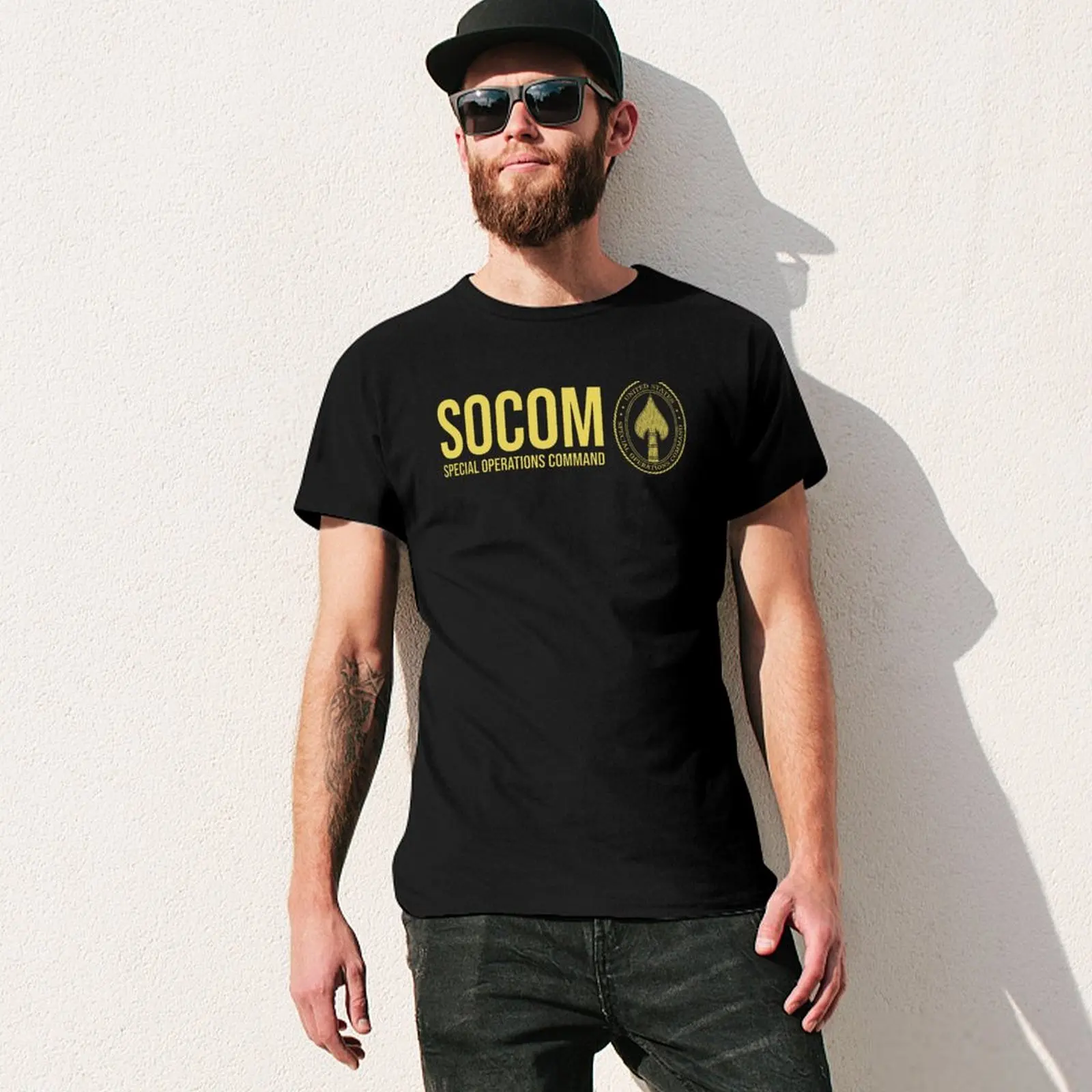 Фото Футболка Командования Специальных Операций США (SOCOM) Простая повседневная хлопковая футболка с коротким рукавом №3