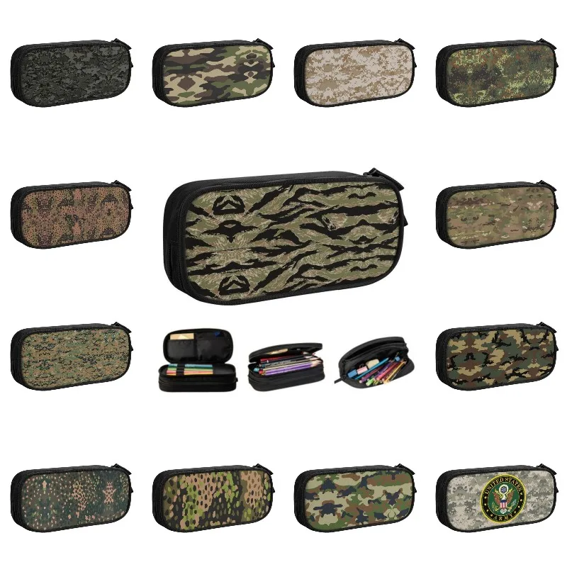 Case For Boy Girl Large Capacity Military Tactical Camouflage Pen Box Bag School Supplies