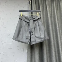 2022 summer new korean style suit shorts womens clothing high waist curl casual shorts womens wide leg pants a line hot pants