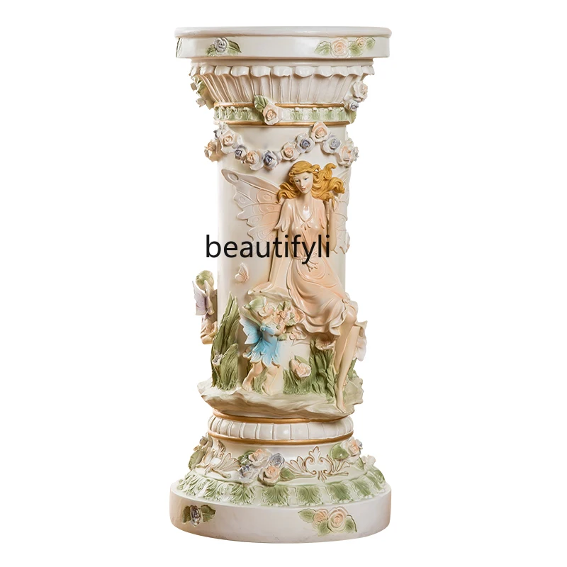 

Living Room European Style Roman Column Flowerpot Decoration Large Floor Flower Stand Base Window Display