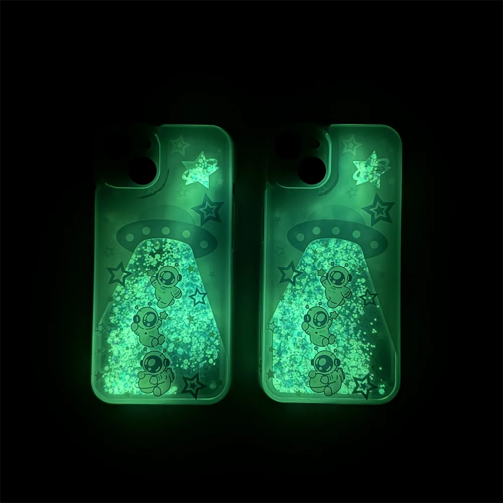 Светящийся в темноте Блестящий Мягкий чехол с рисунком астронавта для iPhone 15 14 12 11