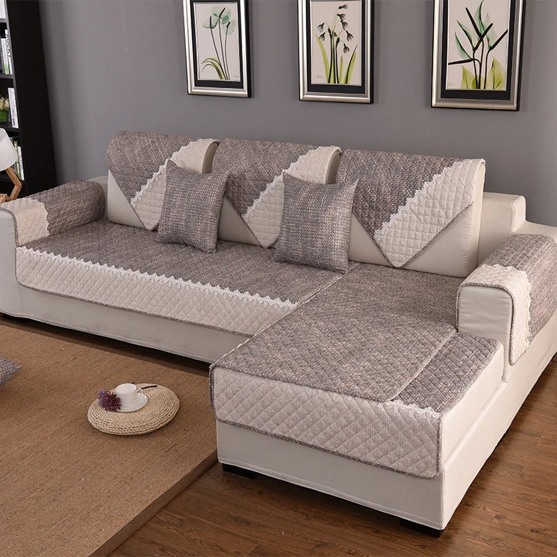 

Cotton Linen Fabric Sofa Cover Seat Cover Couch Solid Color Sectional Covers Sofa Towel for Living Room Home Corner Sofa Towel