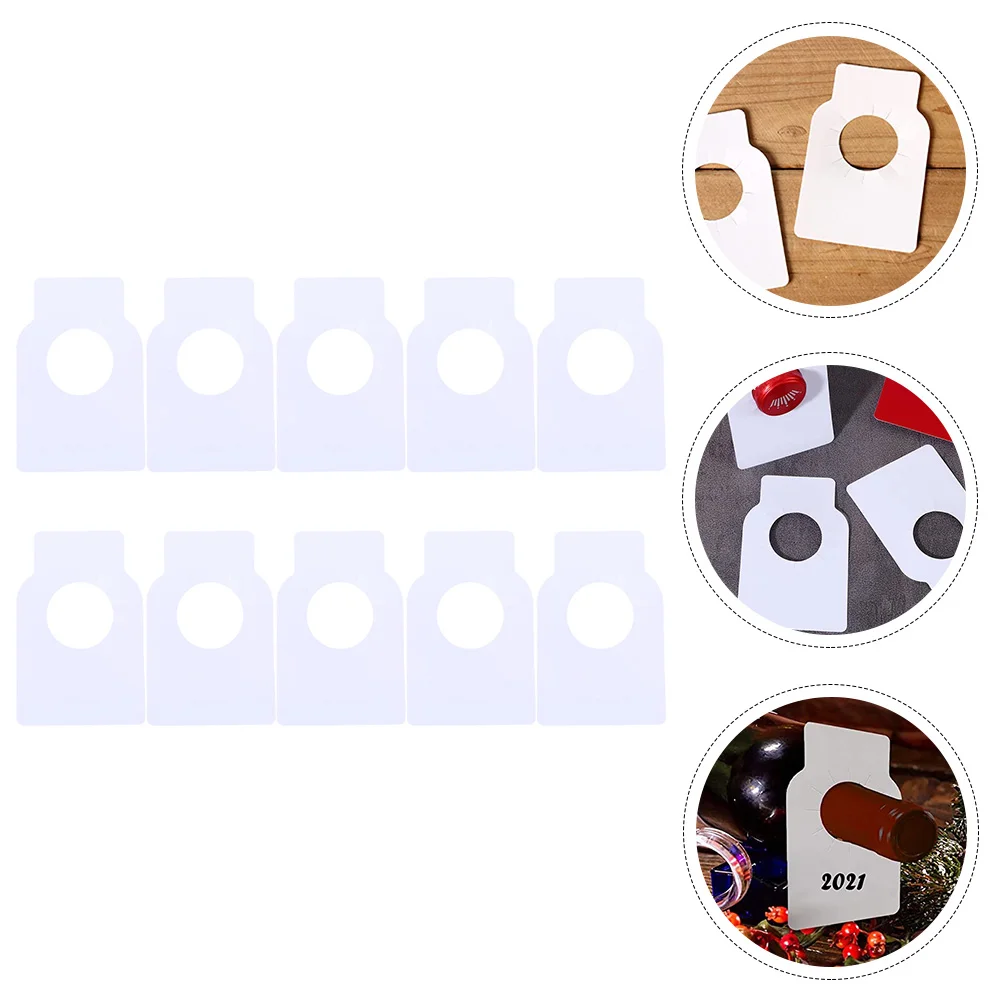 

100 шт. бирки для бутылок с печатью, подвесные Многоразовые водонепроницаемые белые ПВХ двусторонние пустые
