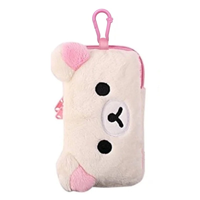 Фото Rilakkuma Korilakkuma плюшевая сумка для смартфона женская аниме медведь лицо Kawaii милый чехол для мобильного телефона держатель №1