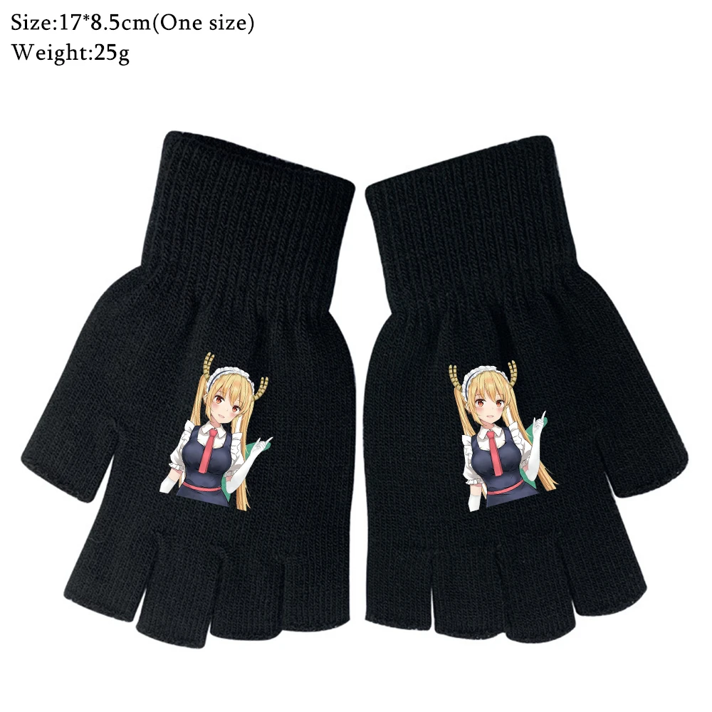 

Модные вязаные перчатки Miss Kobayashi's Dragon Maid, теплые черные рукавицы для мальчиков и девочек на осень и зиму, Мультяшные рукавицы для косплея, по...