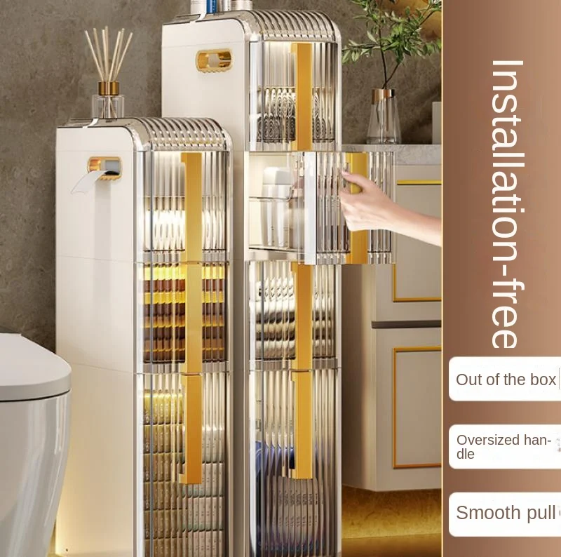 

Creative Bathroom Toilet Crevice Cabinet Shelf Storage Acrylic Free Installation Toilet Bathroom Mobile Cabinet Floor