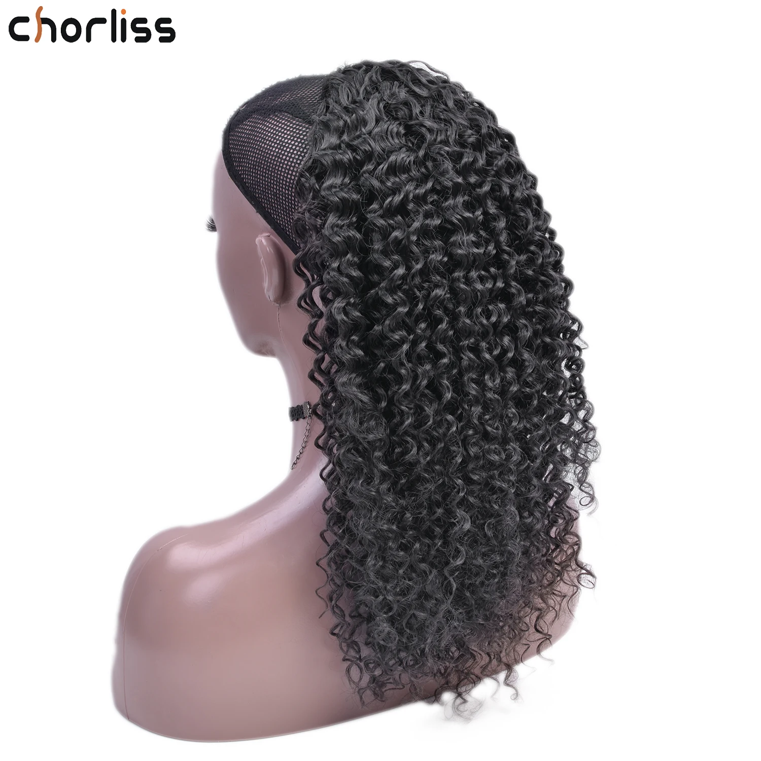 

Synthetic Long Afro Kinky Curly Drawstring Pony Tail Mongolian Kinky Curly Clip-In Ponytail Hair Extensions Knotless Hairpieces