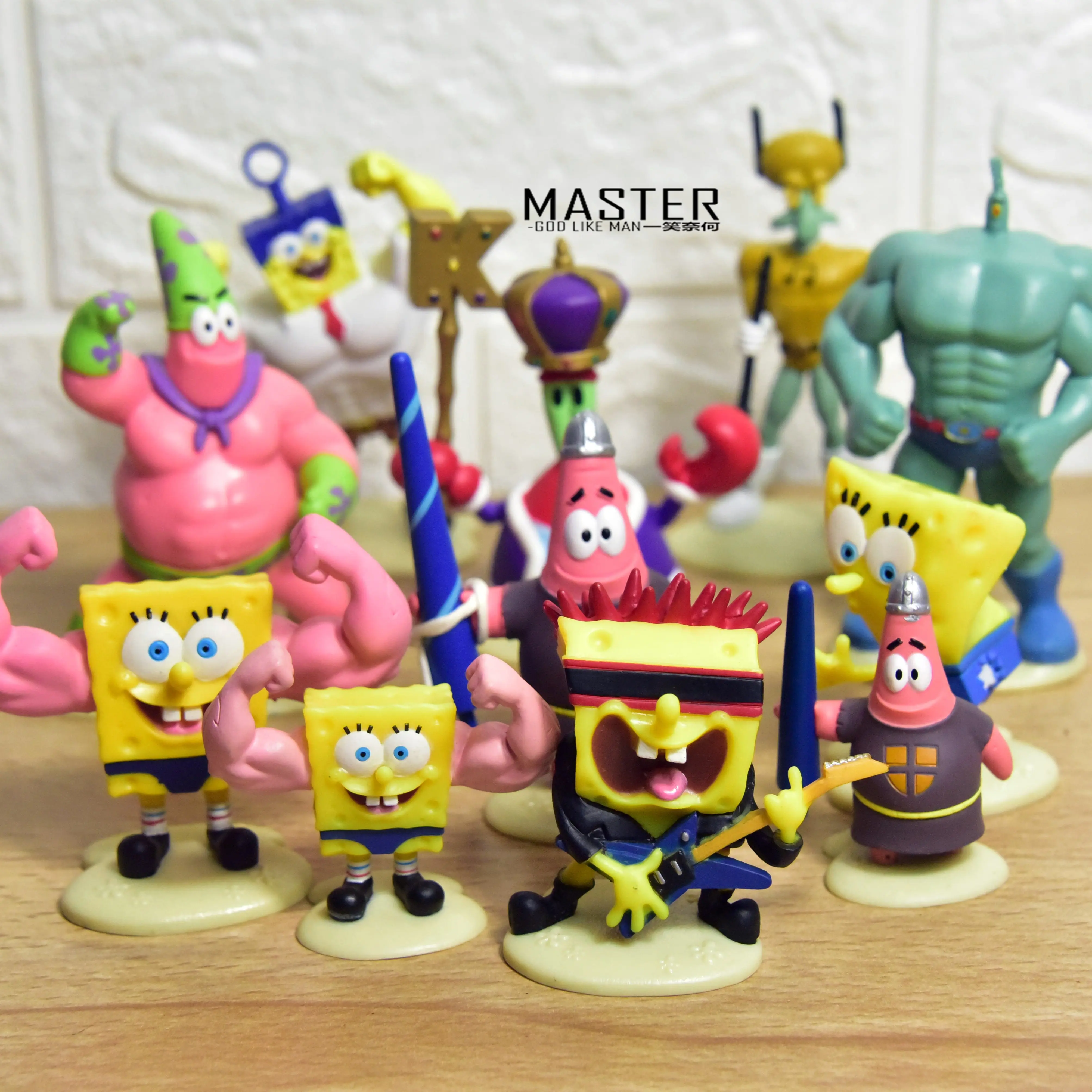 

BANDAI Genuine Patrick Star Squidward Tentacles Captain Eugene H. Armor Abs Krabs Cartoon FIGURE Doll Model Ornaments TOYS