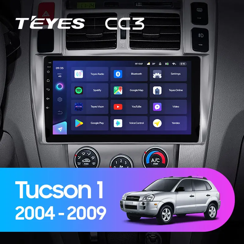 TEYES CC3 Штатная магнитола For Хендай Туксон 1 Hyundai Tucson 2004 - 2009 до 8-ЯДЕР 6 + 128ГБ 27EQ DSP