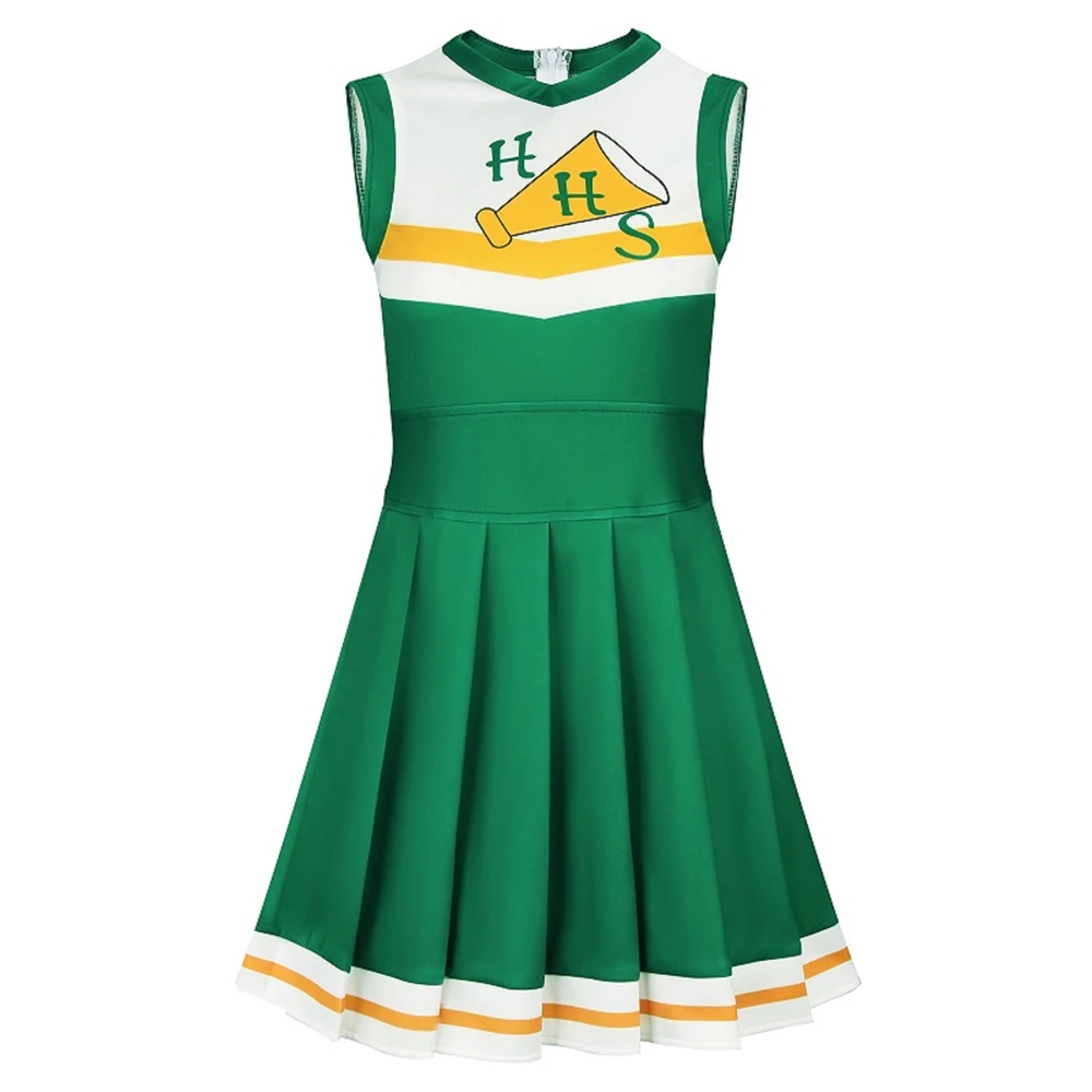 Stranger Things 4 Cheerleading Uniform for Kids One-piece Chrissie Cosplay Costume Sleeveless Cheerleader Pleated Skirt Dress
