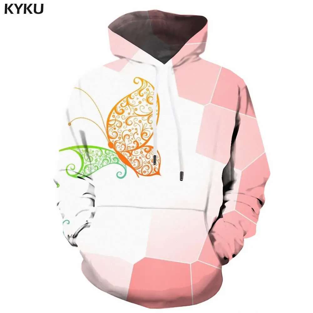 

Мужской свитшот с капюшоном KYKU, Черный Повседневный свитшот с длинным рукавом и принтом в виде бабочки, лето