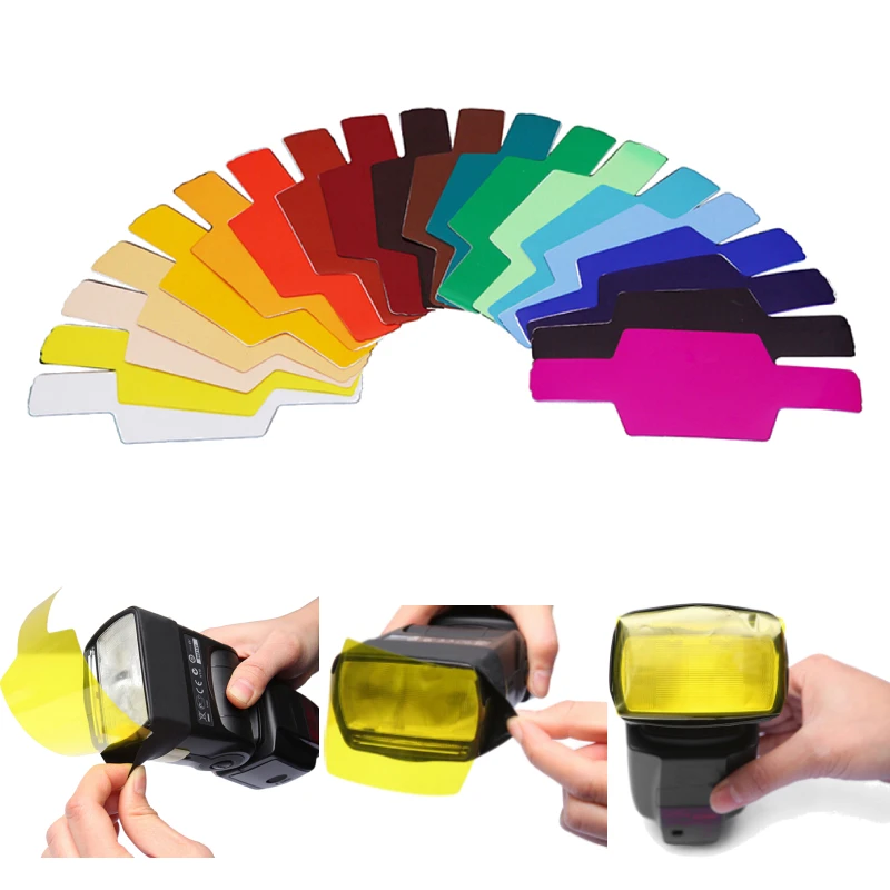 

Flash Speedlite Color Gels Filters Cards For Canon For Nikon Camera Photographic Gels Filter Flash Speedlight 20 Colors/pack