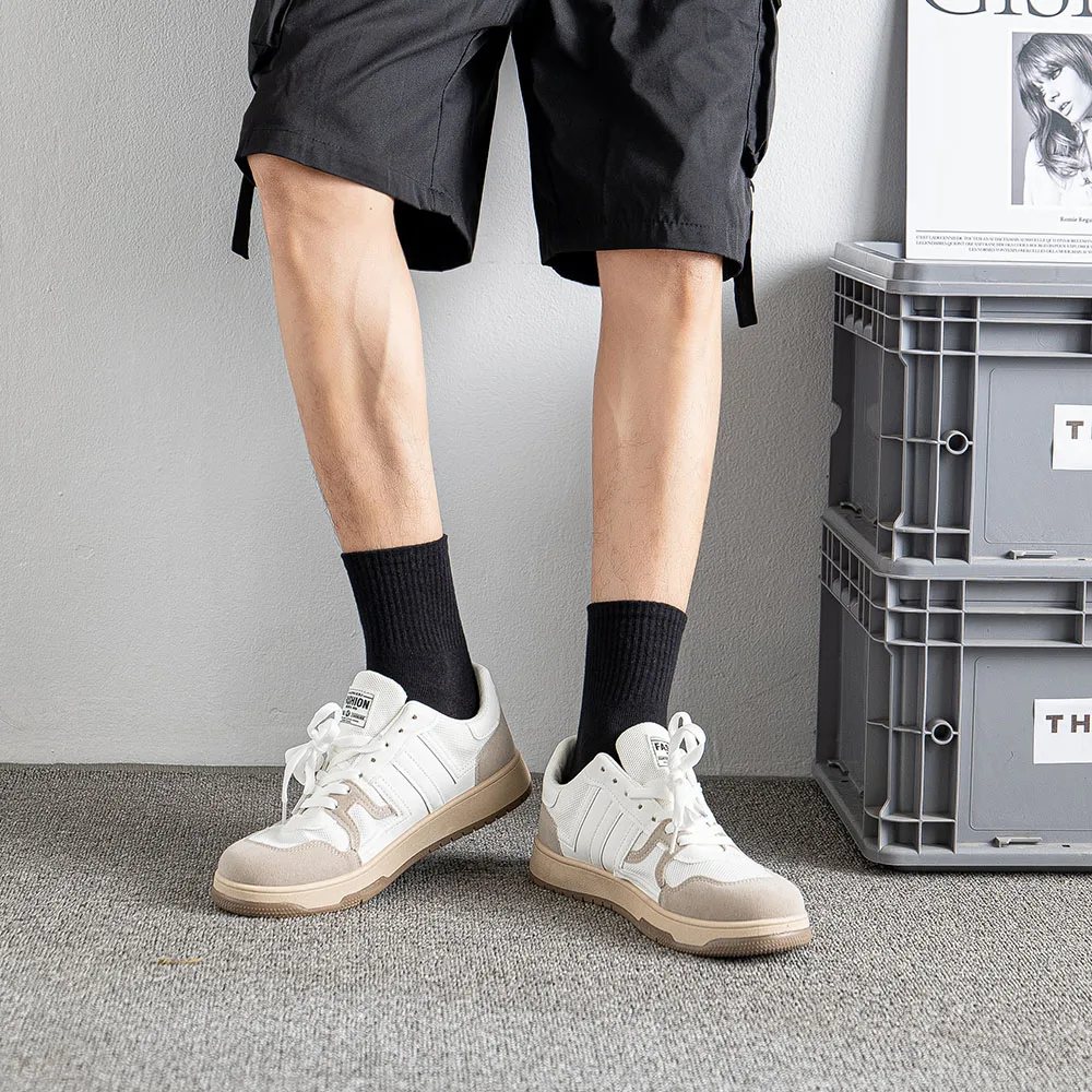 Black And White Socks Women's Mid-tube Socks Spring And Summer Thin Style Long Men's Socks Ins Trend Solid Color Pile Socks