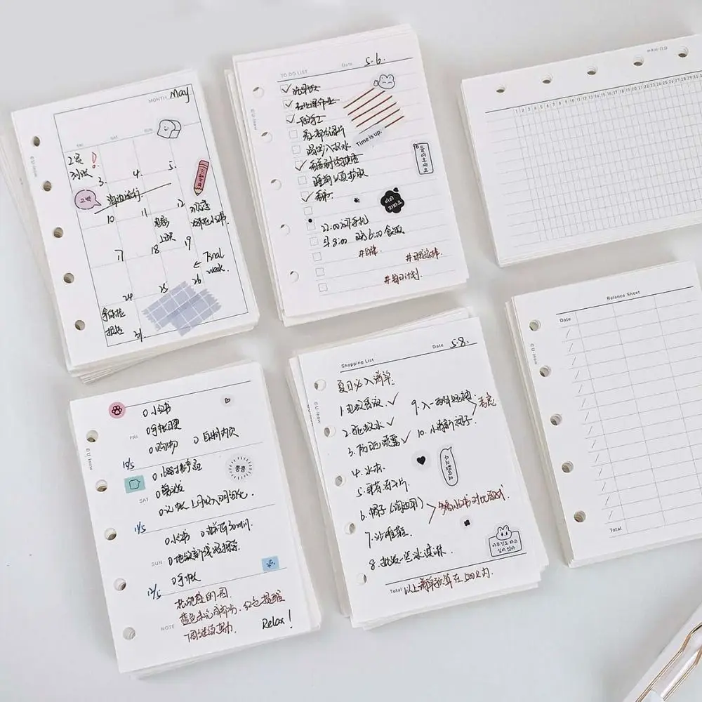 50 листов M5 A8 сменная бумага для блокнота с отрывными листами сетка 5 отверстиями