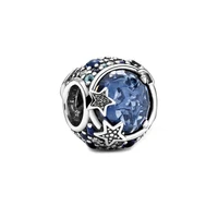 hot sale silver color charm bead shining stars moon crystal beads for original pandora charm bracelets bangles jewelry