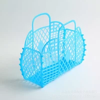 plastic portable bath basket hollow jelly beach vacation large capacity bag female purses handbags reusable and easy to clean