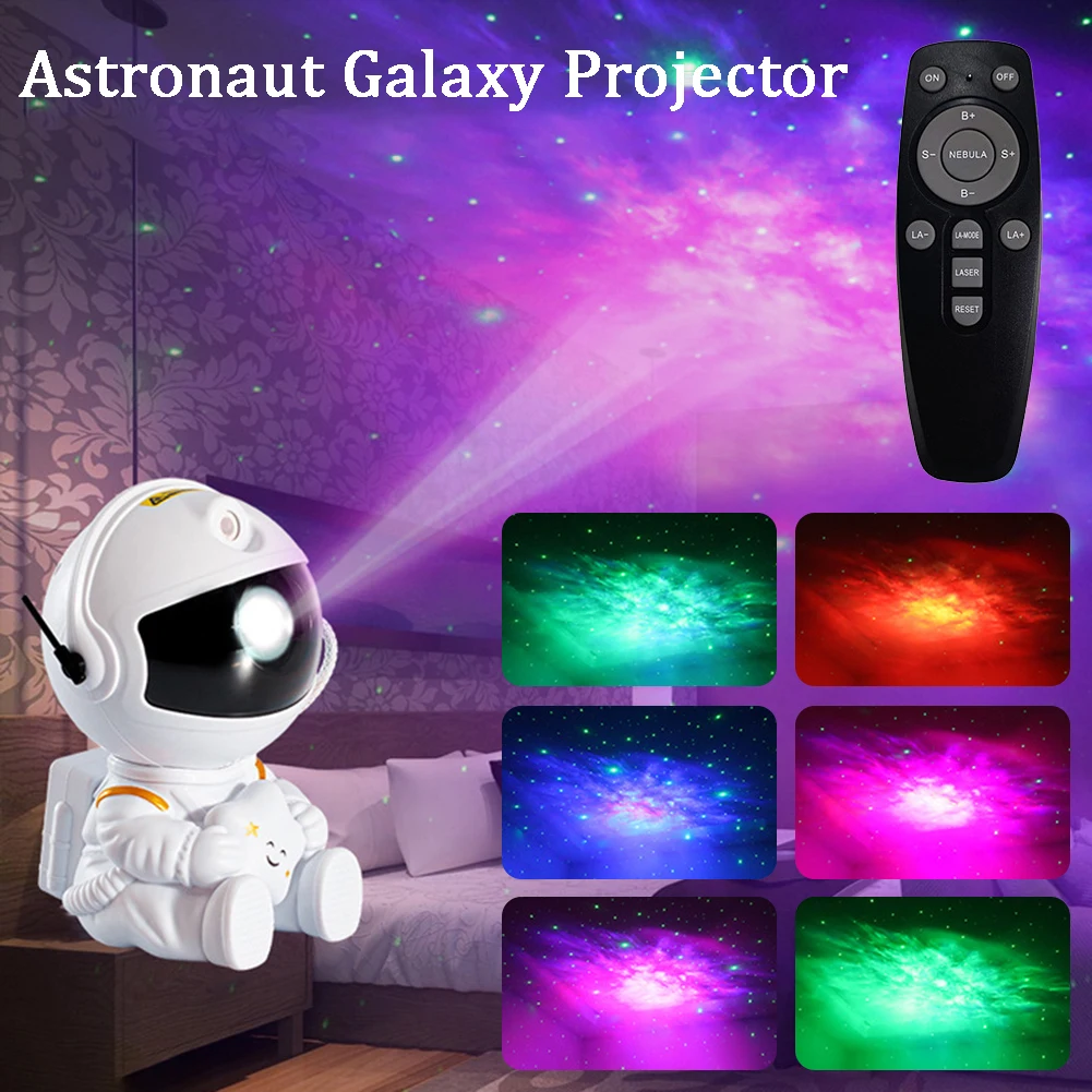 New Astronaut Galaxy Stars Projector Night Light Spaceman LED Lamp for Bedroom Room Decor Decorative Nightlights for Kids Gift