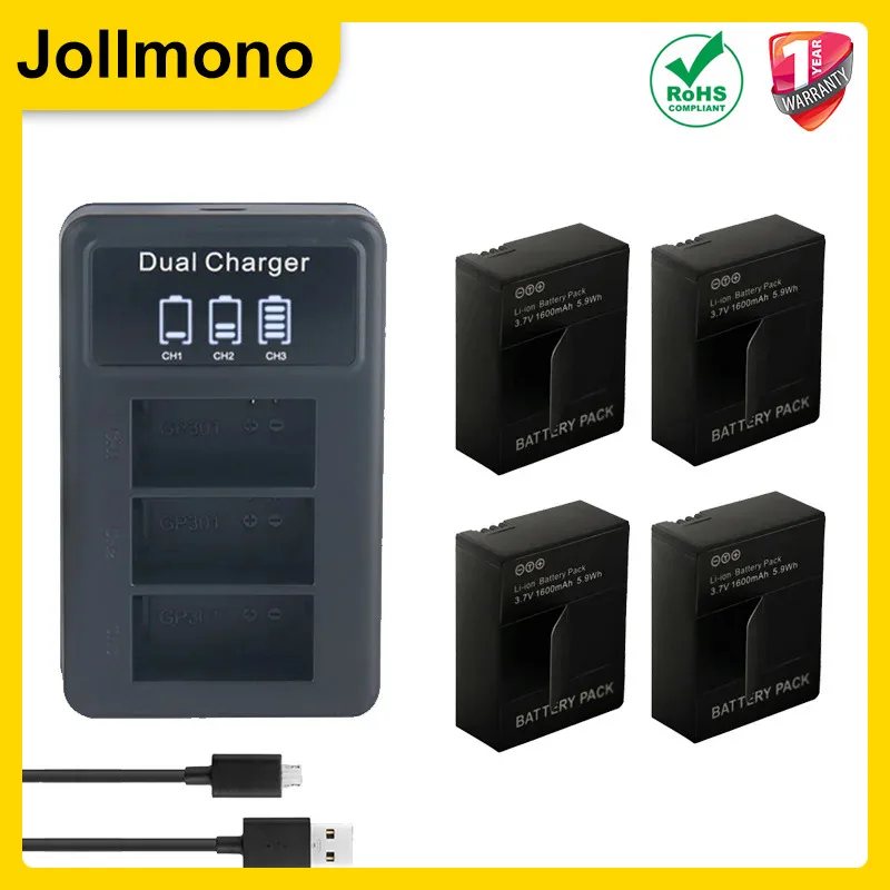 AHDBT-301 для аккумулятора Gopro + новое светодиодное двойное зарядное устройство USB Hero