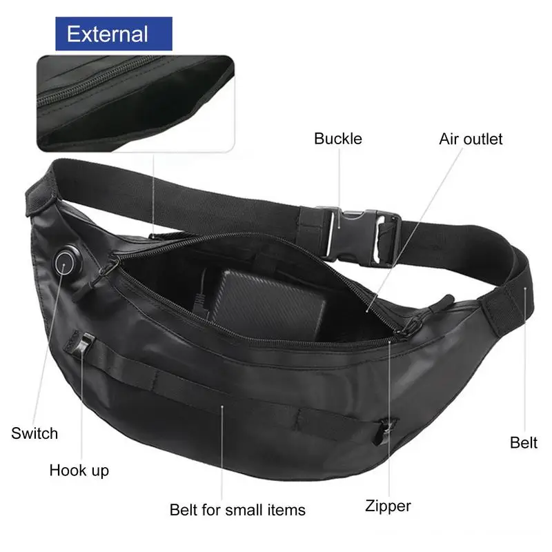 Waterproof Fanny Pack With Fans Chest Belt Waist Bag Male Female Fanny Pack Pouch Adjustable Waist Pack Portable Running Bumbag