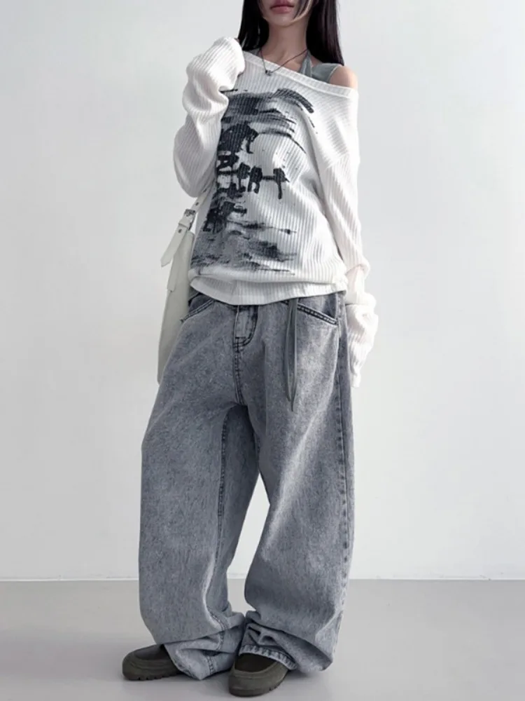 Осенние женские футболки с принтом в стиле Харадзюку винтажная уличная одежда