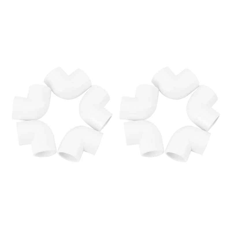 

10 Pieces 20Mm Dia 90 Angle Degree Elbow PVC Pipe Fittings Adapter Connector White