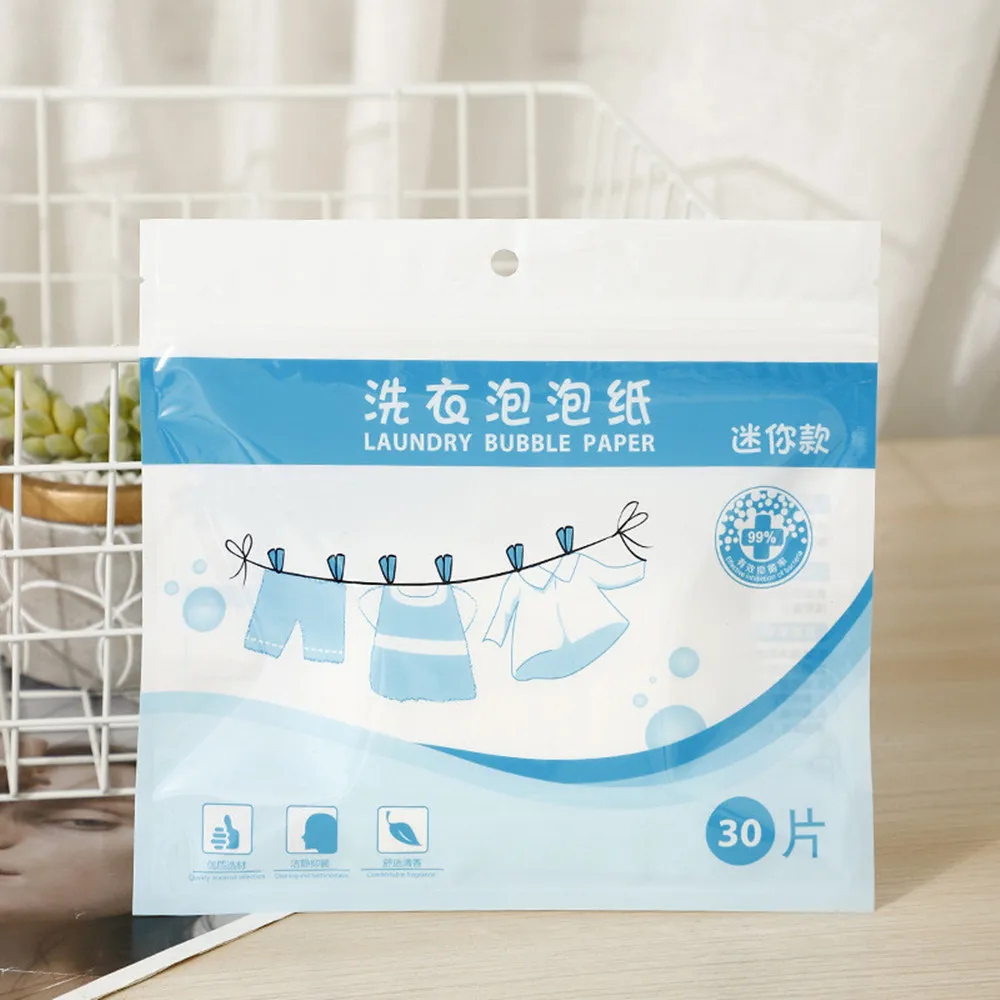 

30Pcs/bag 1/2Bags Laundry Bubble Paper Clothing Laundry Soap Concentrated Washing Powder Detergent for Washing Machines