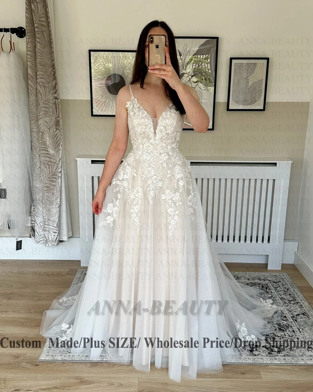 Anna модное свадебное платье для женщин с v-образным вырезом без рукавов и
