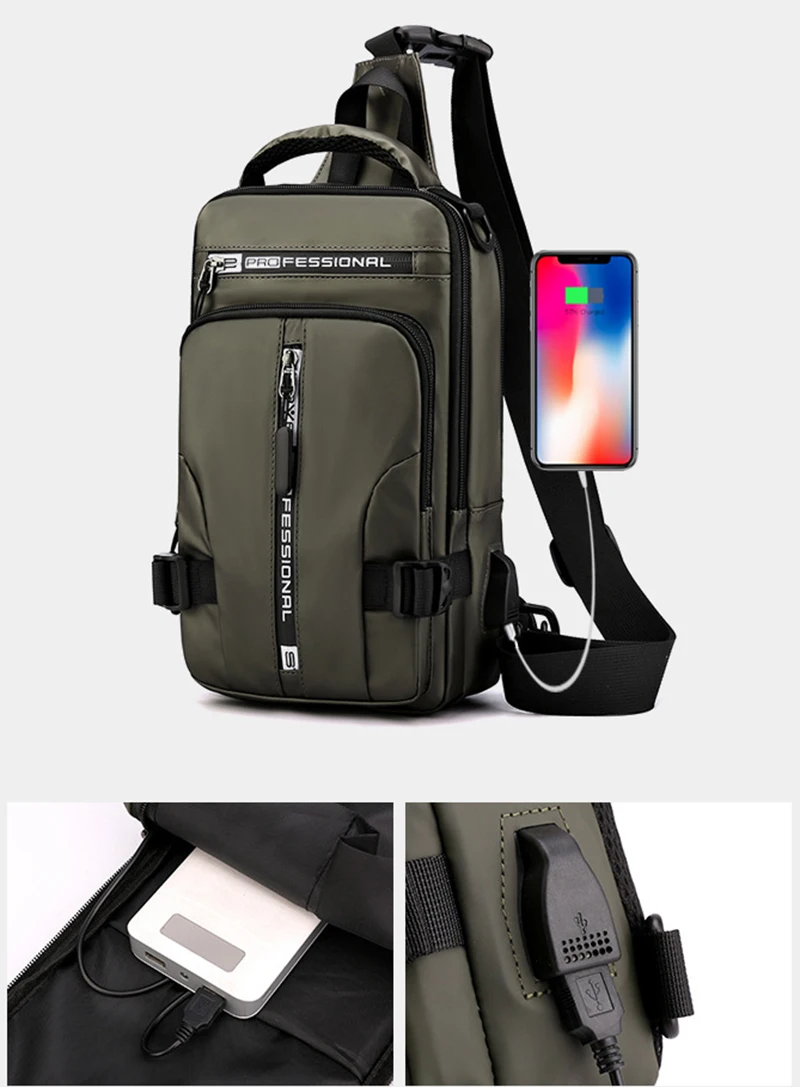

Дорожная сумка для мужчин, нейлоновый боди-рюкзак с портом, сумки на плечо, мужской рюкзак, заряжаемый ранец, мессенджер через плечо, нагрудная сумка для