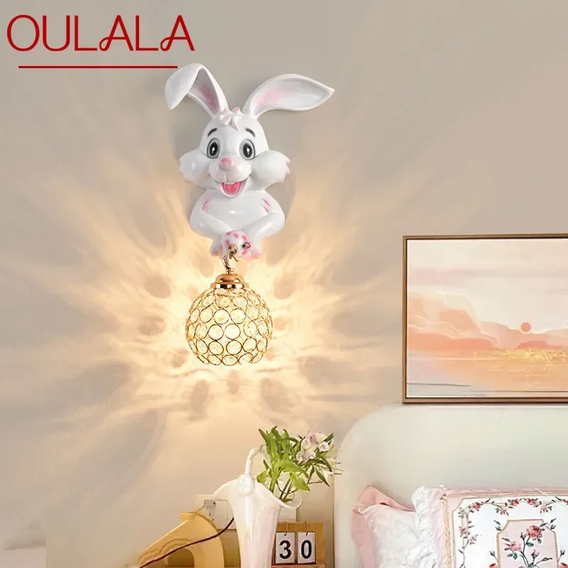OULALA Contemporary Rabbit Wall Lamp Creative Living Room Bedroom Study Villa Hotel Children's Aisle LED Decoration Light